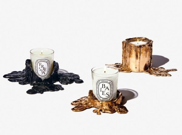 Small gold bronze candle holder - For classic candles