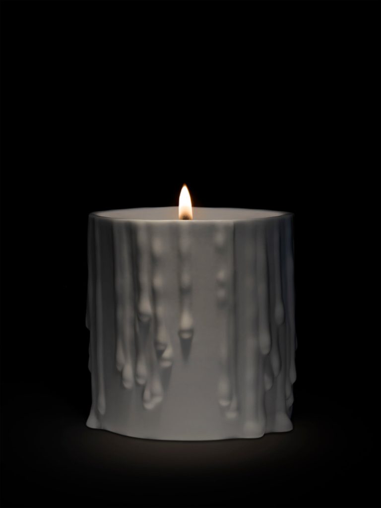 White Melted Wax candle holder - For classic candles