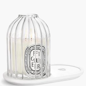 Ribbed Candle Holder with Oval Tray - For classic candles